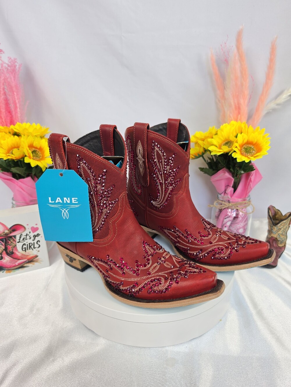 New LANE Lexington Cowgirl Boots W/ SWAROVSKI Crystals 8 - Picture 7 of 10